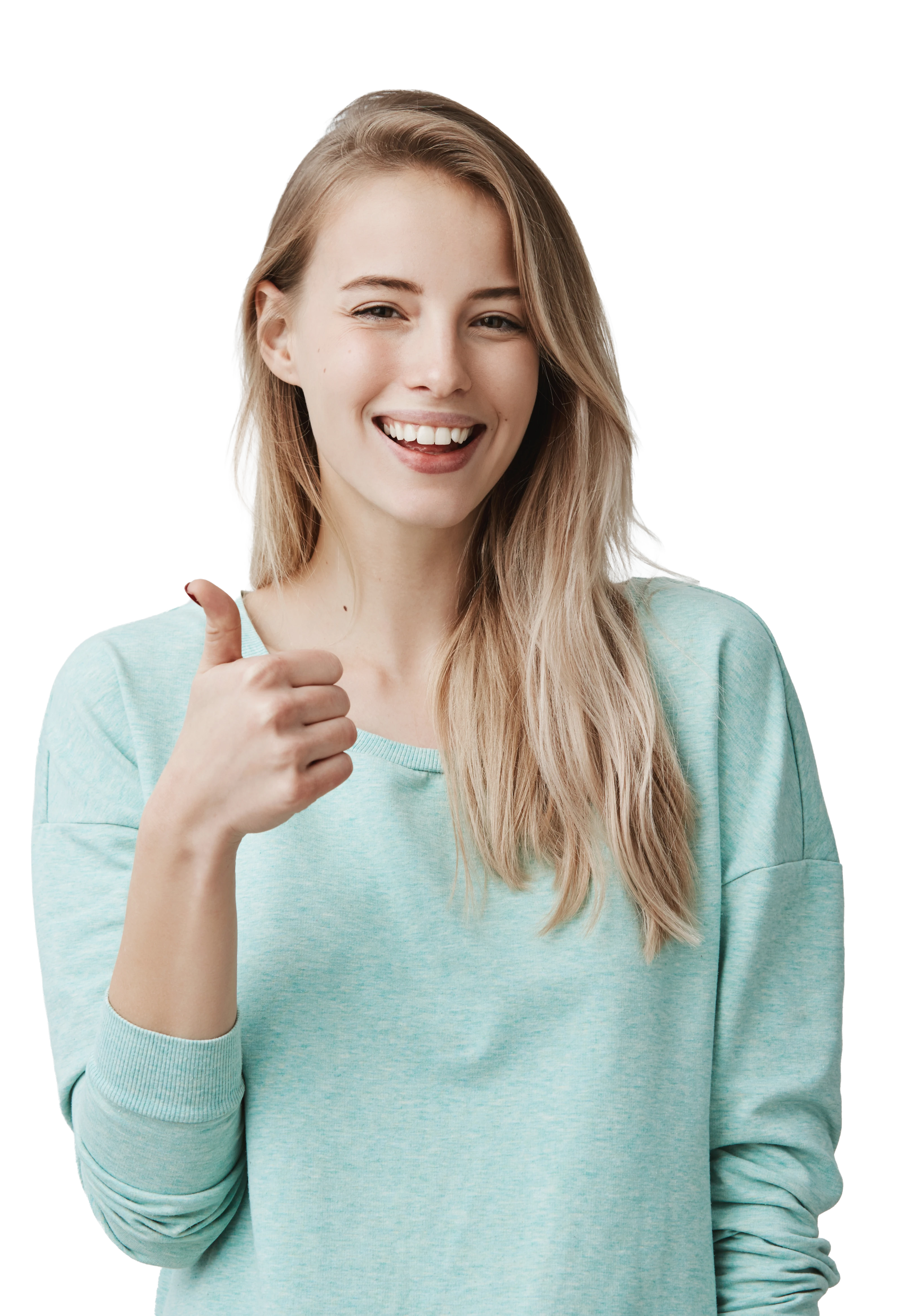 Patientin mit Daumen hoch